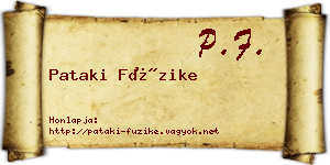 Pataki Füzike névjegykártya